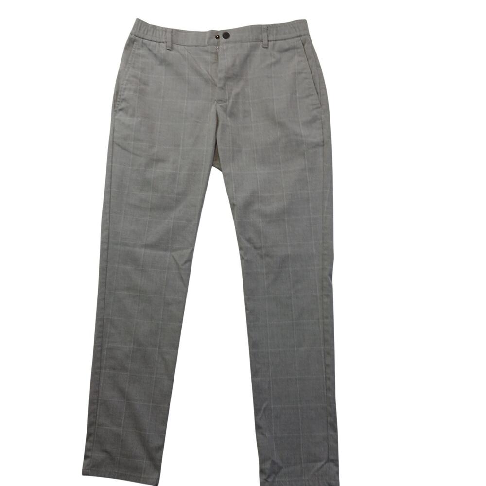 Zara Men Grey Plaid Slim Fit Trousers Size Medium 31 Stretch Dress Pants